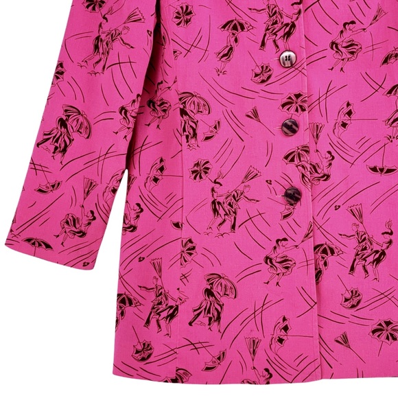 Bright Pink with Black Print Light Jacket - Picture 3 of 15